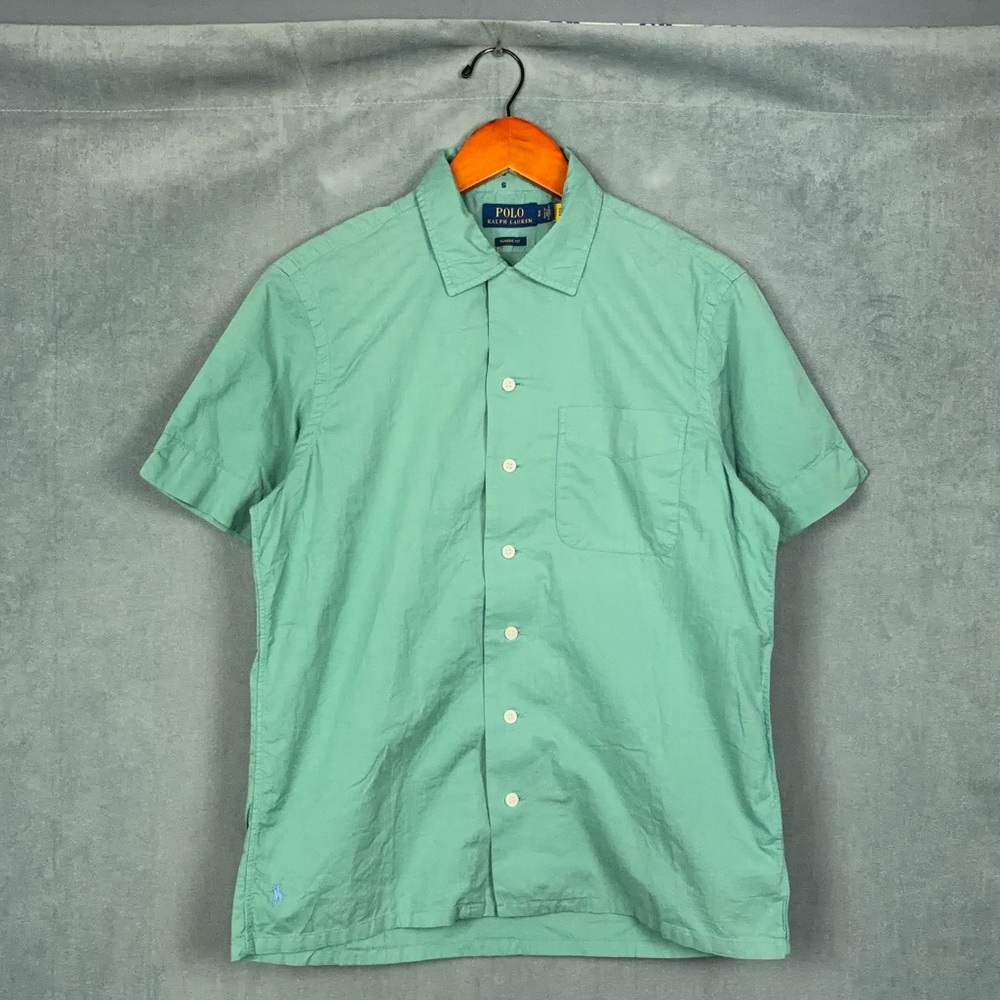 Polo Ralph Lauren Camp Shirt Mens Size Small Short Sleeve Green Classic Fit